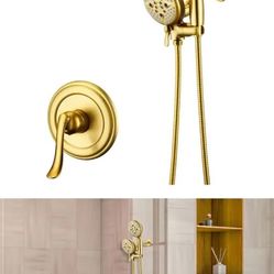 Single-Handle 24-Spray Shower Faucet and Handheld Shower System with 5 in. Shower Head in Brushed Gold (Valve Included)