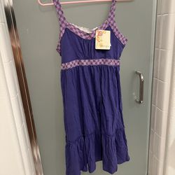 NEW Purple With Crochet Lace Detail Bow Dress
