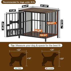 🥨Easycom 27" Dog Crate Furniture Foldable, No Assembly Decorative Dog Kennel Indoor, Dog Crates for Small Dogs (Under 20 lb), Wooden Dog Cage