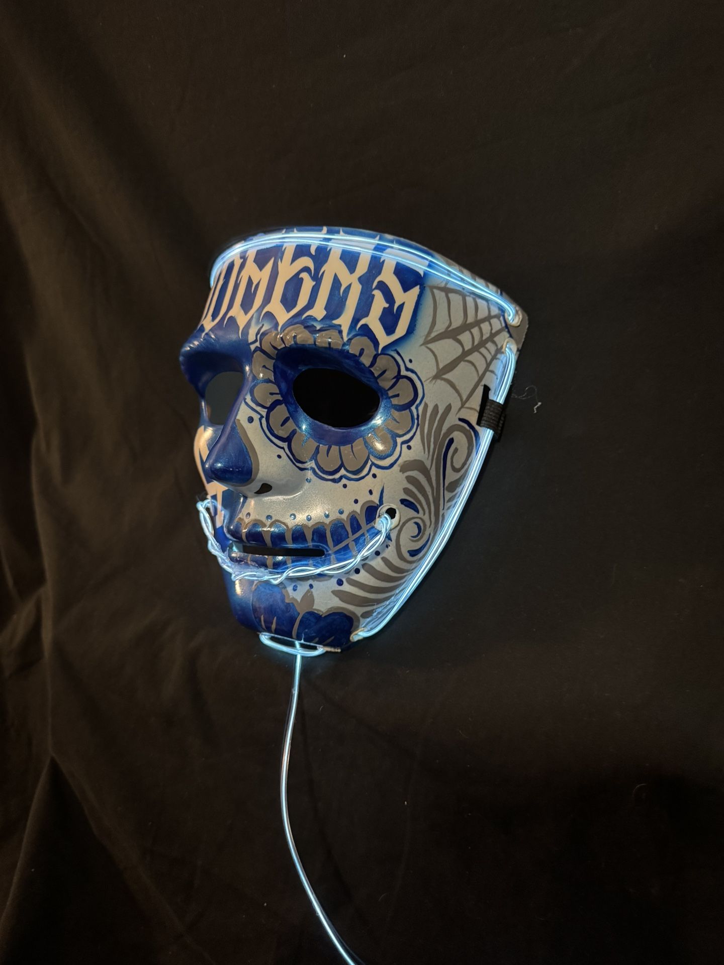 Custom airbrush/hand-painted Los Angeles Dodgers Dia De Los Muertos LED light-up mask