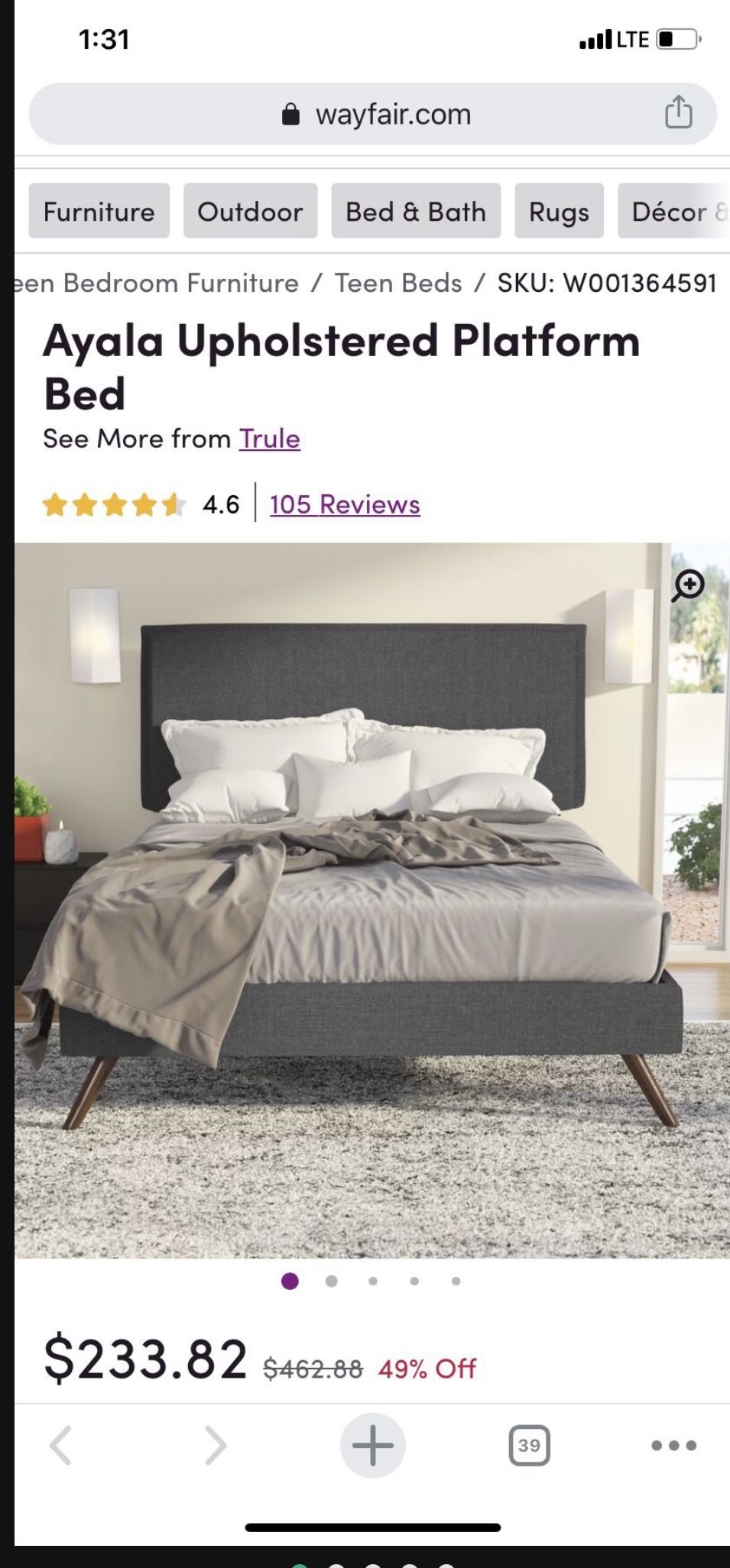 Wayfair Queen Bed frame With Mattress and Box Spring