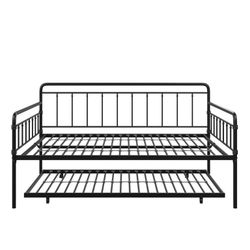 New Twin Daybed With Trundle- Black Metal