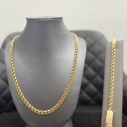 Package Deal- 10Kt Solid Gold Chino Chain and Chino Bracelet