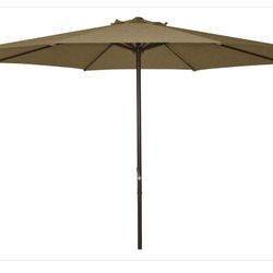 Patio Umbrella 9ft, Polyester, Khaki With Protective Cover