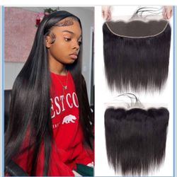 13x4 Lace Frontal Closure 16 Inch Ear To Ear Free Part lace Closure Brazilian Silky Straight Frontal Human Hair Extension Pre-Plucked Frontals Natural