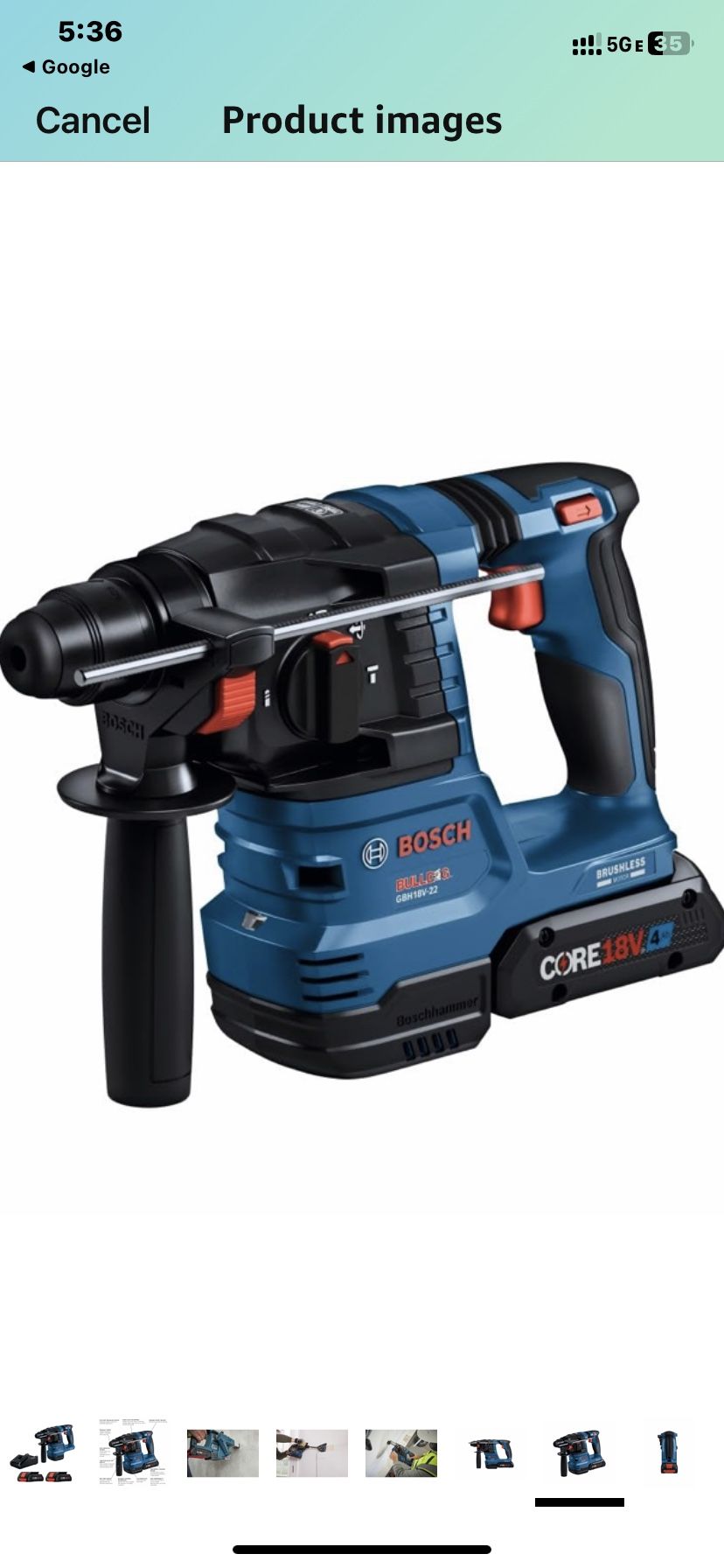 Bosch 18V SDS Plus Bulldog 1in Rotary Hammer Kit with Dust Collection Attachment 
