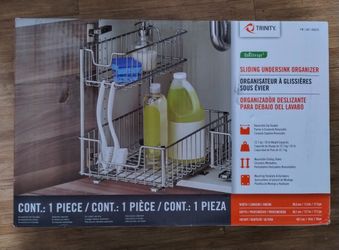 Trinity SLIDING STEEL UNDER-SINK 2-BASKET ORGANIZER Also Mounts on SHELF or CABINET *NEW