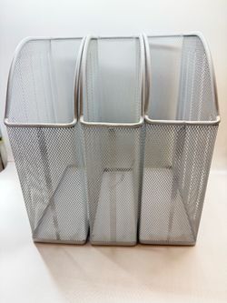 Silver Mesh 3-Slot File and Document Organizer