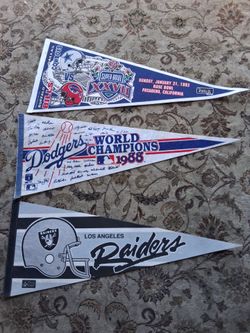 Lot of 11  Vintage Sports Pennants