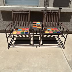 Iron And Tile Rocking Chairs And Table