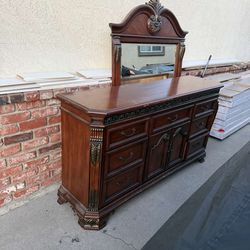 Cabinet + Mirror – Make Offer  Cabinet: 69”x37”x17” Mirror: 44”x52”