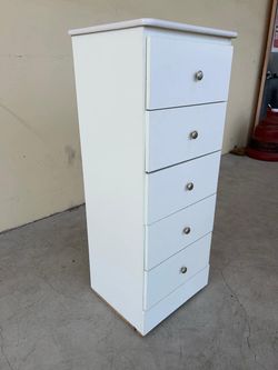 Slim 5 drawer white color with rails