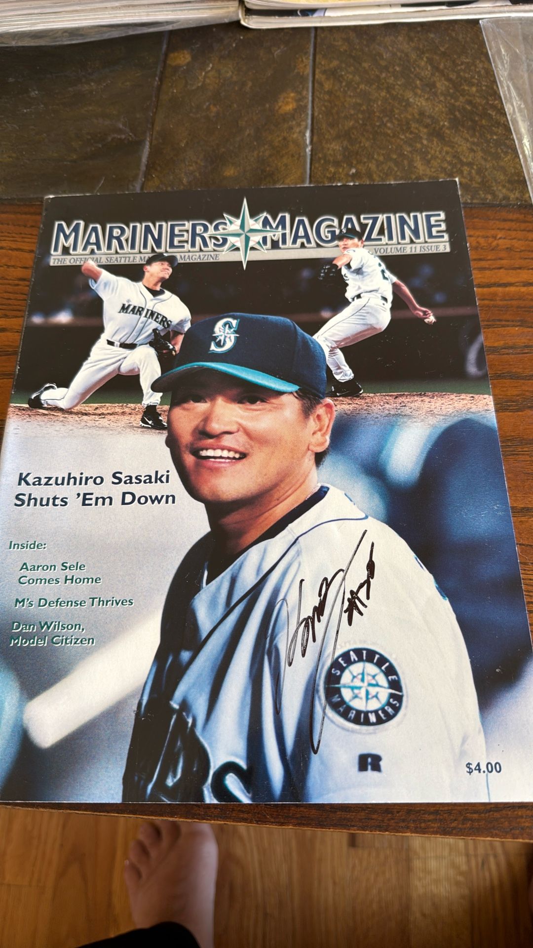 Seattle Mariners Magazine Kazuhiro Sasaki Rookie Autograph