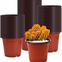 100 Pcs 4 Inches Plastic Plant Nursery Pots, Seed Starting Pot, Flower Plant Container, Garden Pots