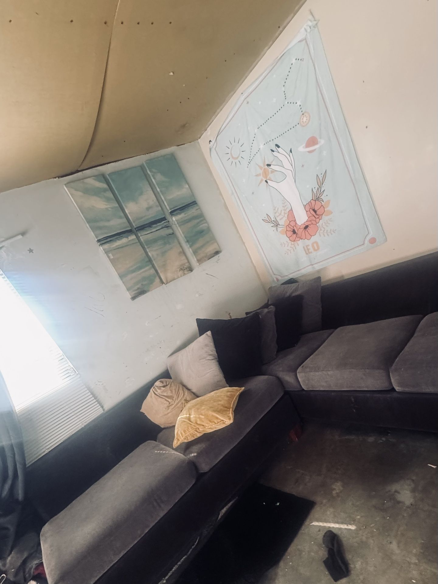 Red gray and black sectional 