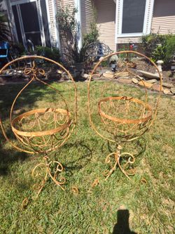 Wrought Iron Plant Stands – Set of 2 HUGE SIZE HIGH QUALITY ITEMS AVAILABLE