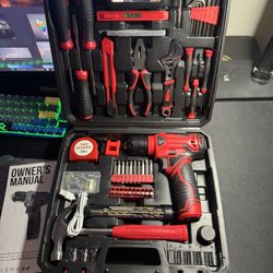 Tool Set - Tool Kit with 8V Cordless Drill, 132 Piece Tool Box with Drill