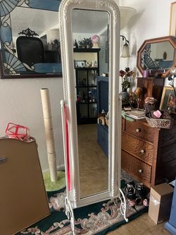 Full Length Floor Mirror White Ornate Frame