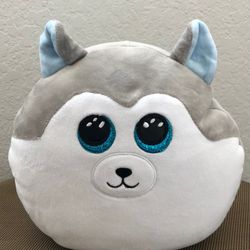 2020 TY Squish a Boos 12" SLUSH Husky Dog Cushion Stuffed Animal Plush Toy