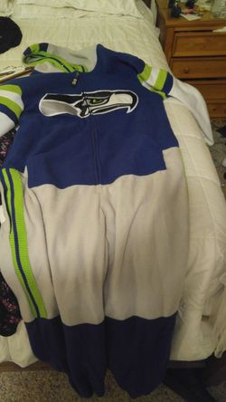 Hooded Seahawks onesy/snuggie