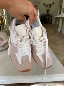 White and Beige Sneakers