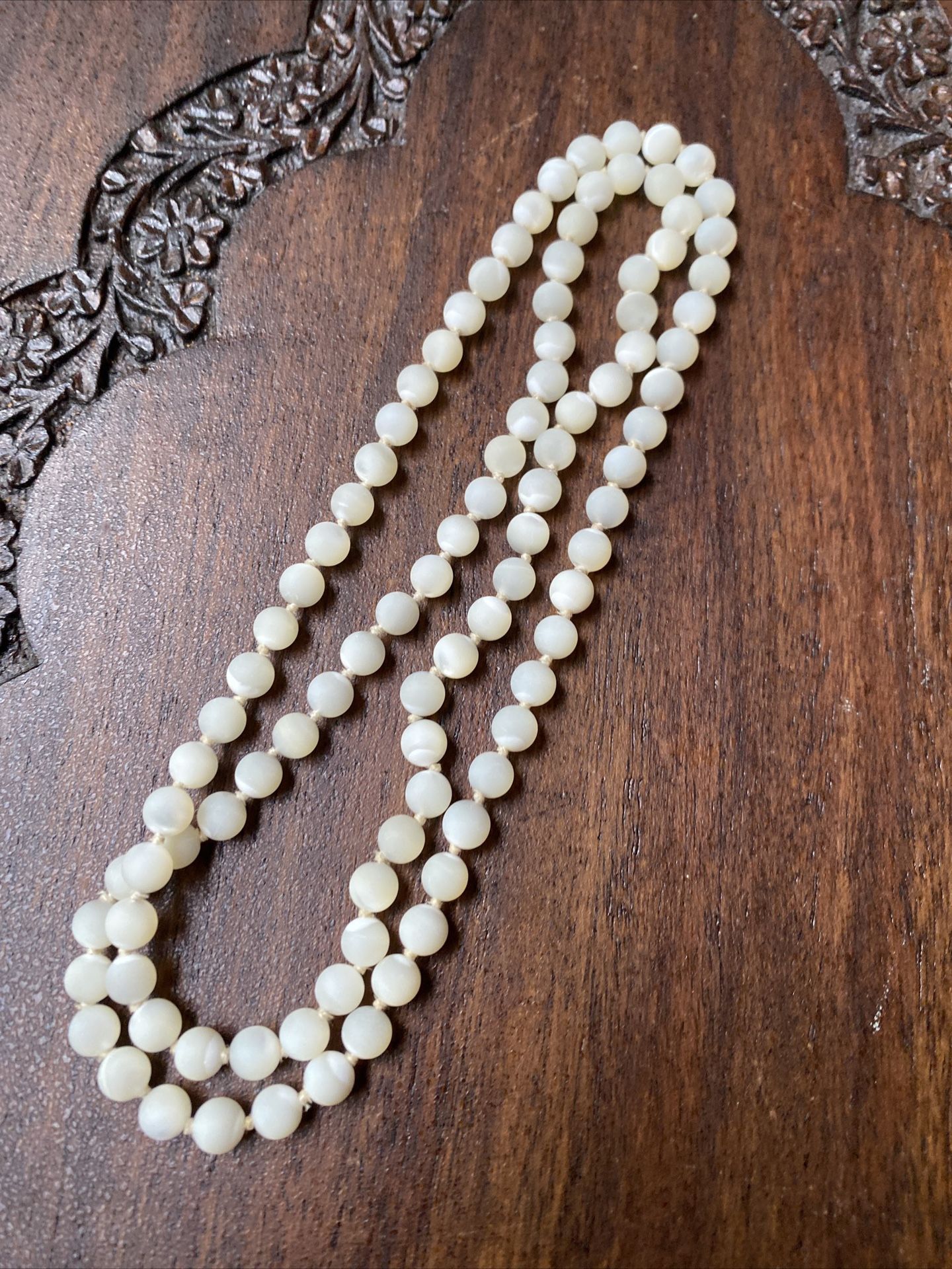 Vintage Raw, Cut Moonstone Stone Round Cut Knotted Strand 24 Inch