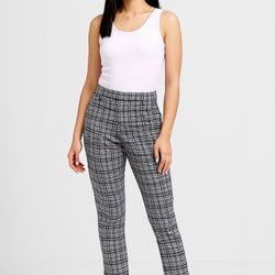 Hot Topic Grey Plaid High Waisted Cropped Skinny Pants Sz Large Grunge Punk