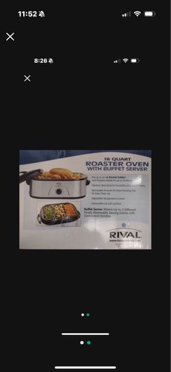Rival 18 Quart Roaster Oven With Buffet Server. Brand New In Box, Never Been Opened Before