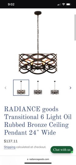 Transitional 6 Light Oil Rubbed Bronze Ceiling Pendant 24" Wide