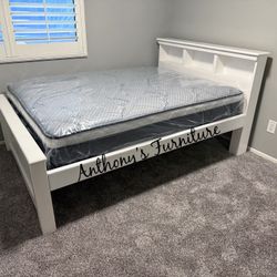 White Full Bed With Pillow Top Mattress 