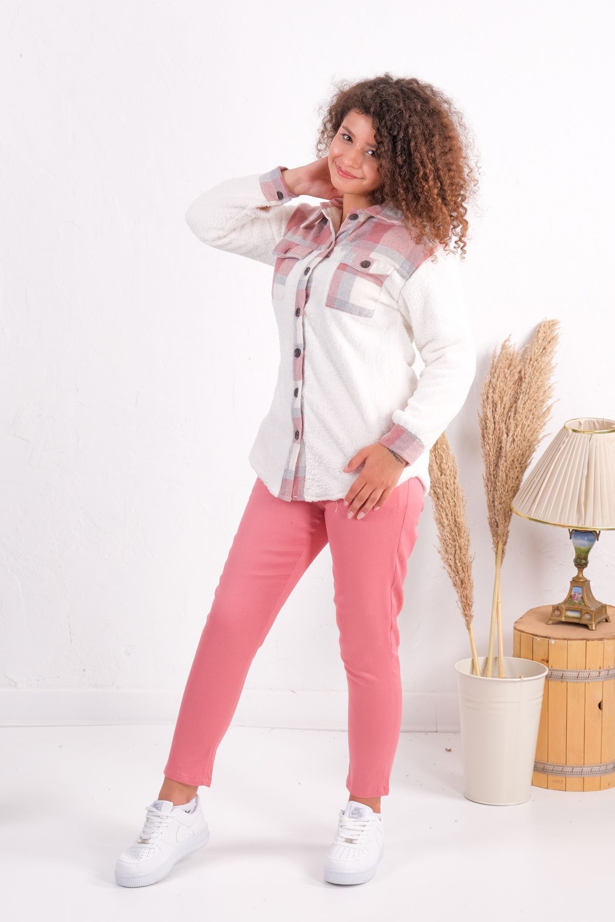 Pink Fleece Shirt And Pant Set