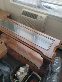 Solid wood book shelf with glass top
