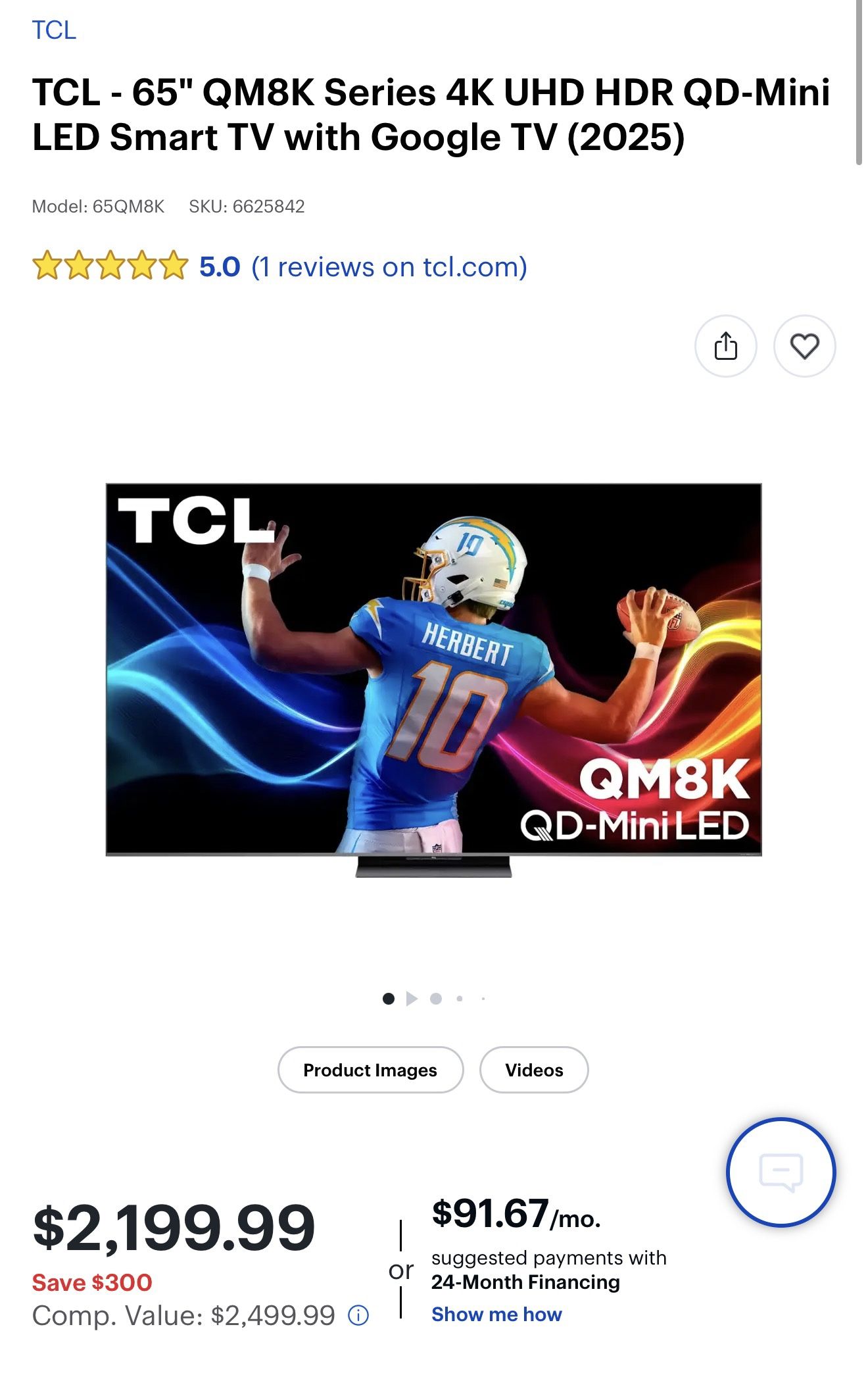 65” TCL QM8K 2025 BRAND NEW TV