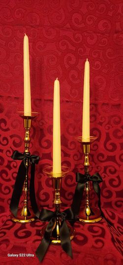 Gold metal candle sticks holders