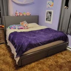 king size grey storage bed frame