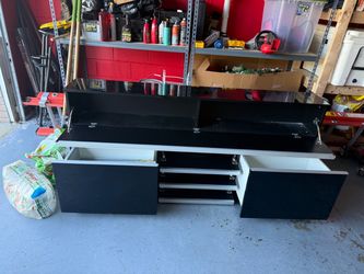 Black Low TV Stand with Drawers