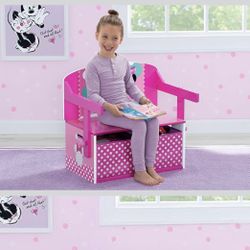 Delta Children Kids Convertible Activity Bench - Greenguard Gold Certified, Disney Minnie Mouse & Deluxe Toy Box, Disney Minnie Mouse