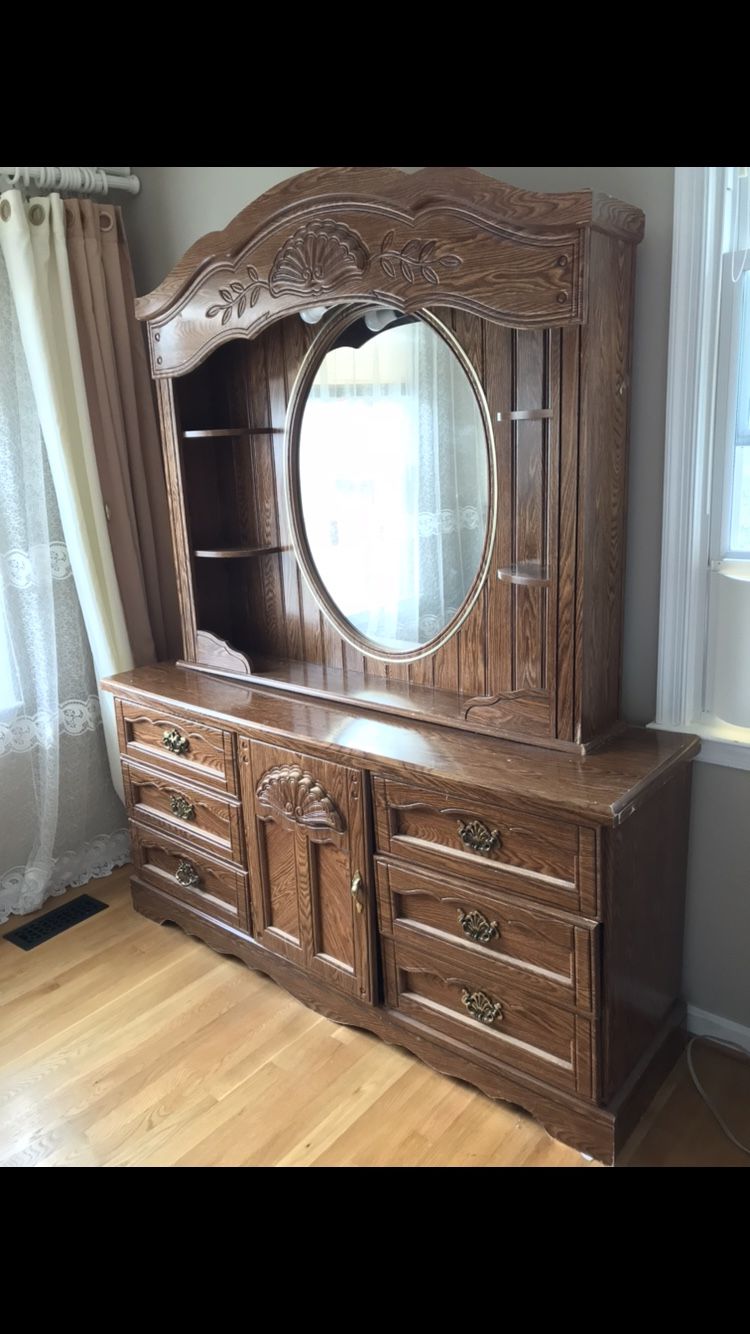 Wooden Dresser with Hutch Top!