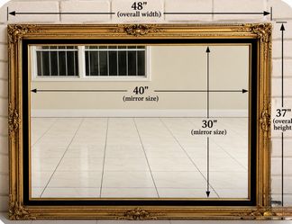 Large Ornate Gold Wood Frame Mirror – 48" × 37"
