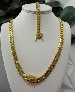 10MM PVD Cuban Link Set 14k Gold Plated