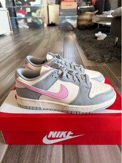 Women's Nike Dunk Low Next Nature Shoes - Light Smoke Grey Pink Rise - Size 7.5