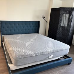 King Bed Set – SEALY Hybrid Mattress + Box Spring + Upholstered Frame