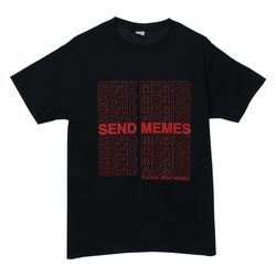 Send Memes Short Sleeved Graphic T-Shirt Unisex Size Large Black and Red