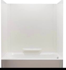 New in Box Mustee 350WHT Durawall 60"W x 30"D Fiberglass Bathtub Wall 3-Piece