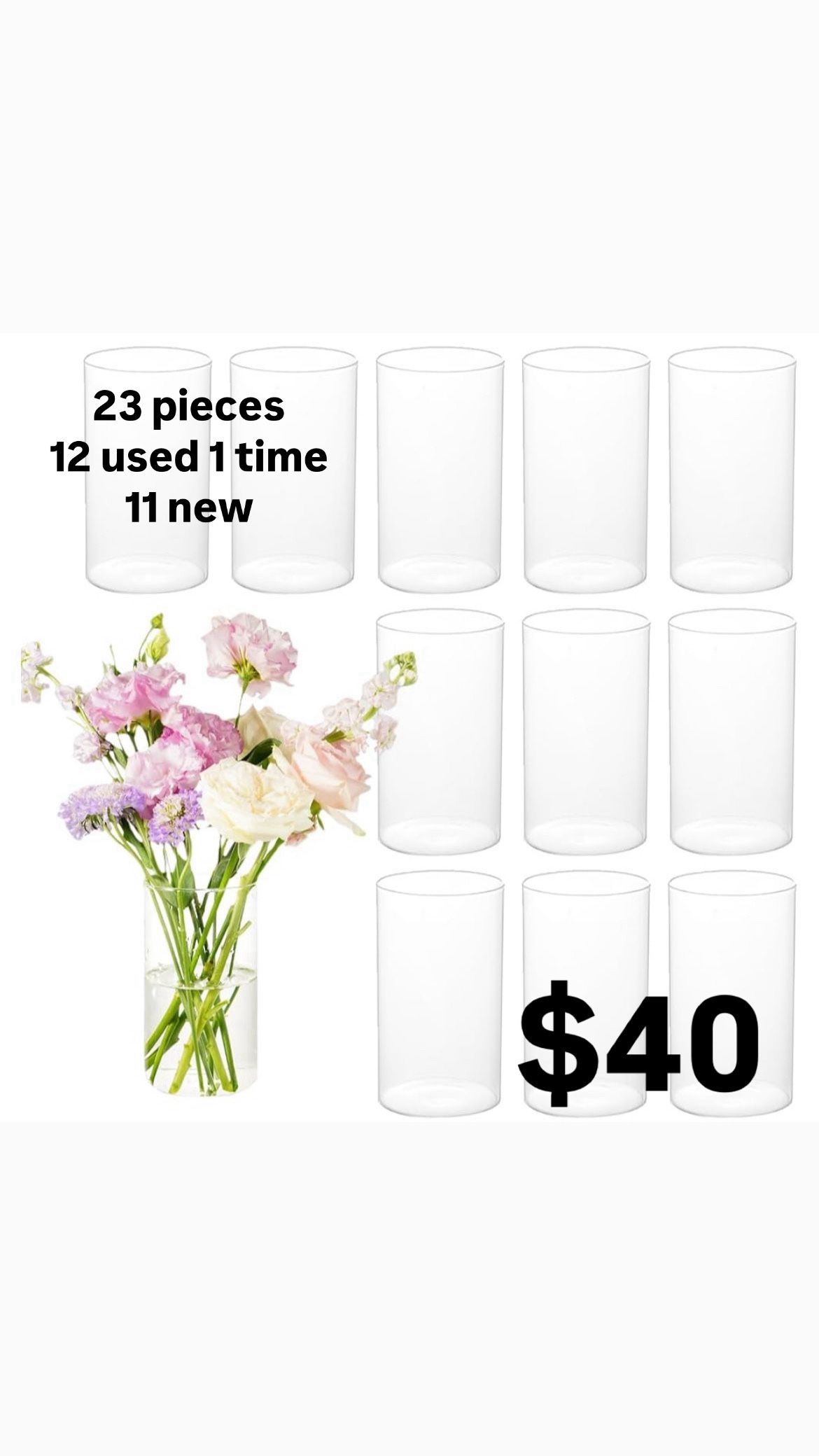 23 Glass Cylinder Vases 