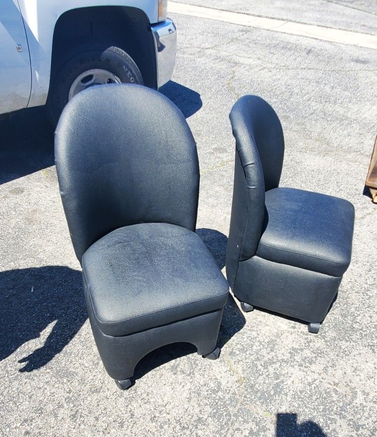 Roller Chairs black textured vinyl