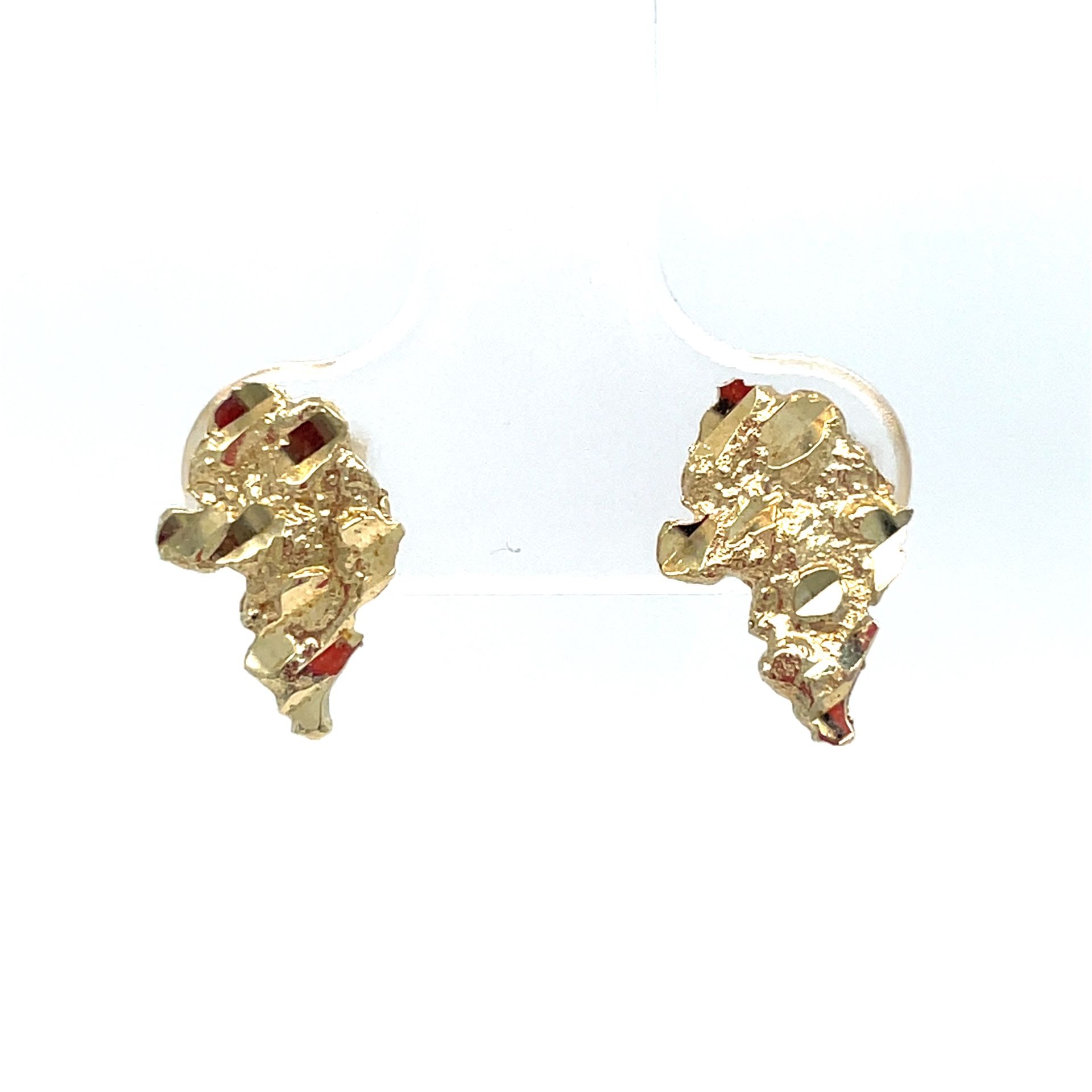 10Kt Yellow Gold Nugget Africa Earrings 180112/11