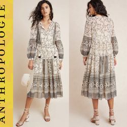 Anthropologie Talulah Tiered Midi Dress Size S