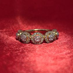 10k Yellow Gold Diamond Round Cut Ring 0.59 ctw