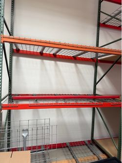 Teardrop Pallet Rack Parts: 8' Beams & Wire Decking Shelves